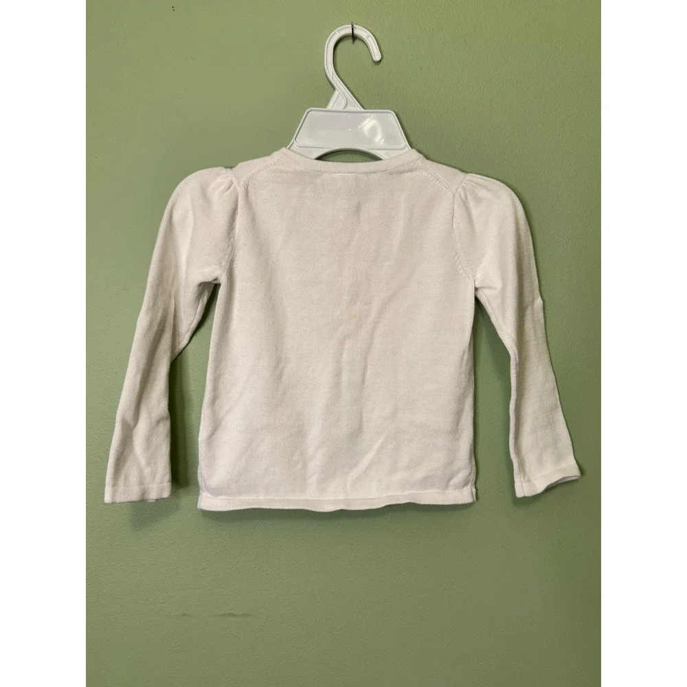 Janie and Jack Girls White‎ Cotton Cardigan Sweater Pearl Buttons Size 3 Classic